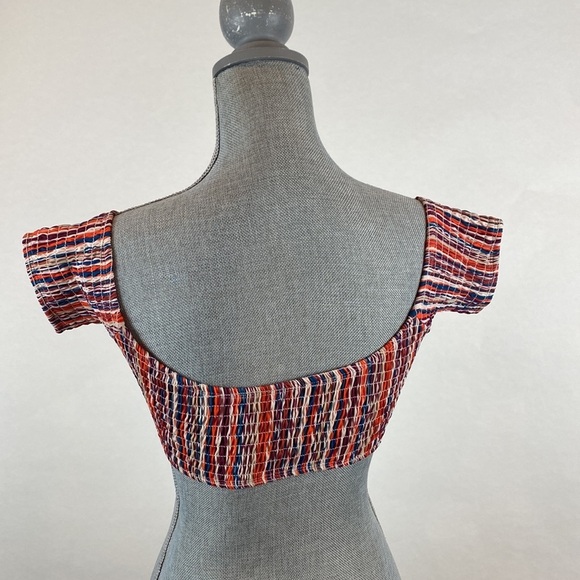 Cabana Del Sol Smocked Multi Colored Stripe Bikini Top Size Large - Picture 5 of 12